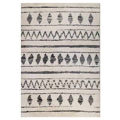 Kirkland's Boho Striped Area Rug In White