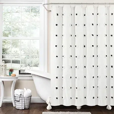 Kirkland's Boho Tufted Circles Shower Curtain In White