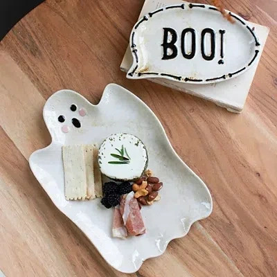 Kirkland's Boo Ghost Ceramic Platters In White