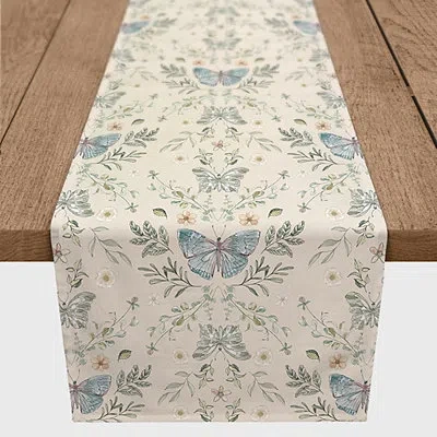 Kirkland's Botanical Butterfly Table Runner In White
