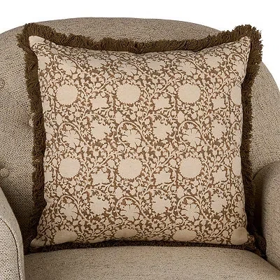 Kirkland's Botanical Print Fringe Pillow In Brown