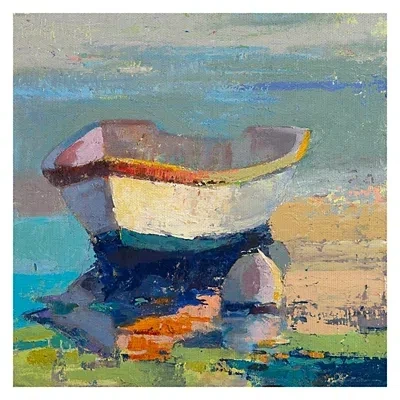 Kirkland's Bottle Green Boat Wrapped Canvas Art Print In Multi