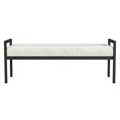 Kirkland's Boucle Black Metal Bench In White