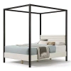Kirkland's Boucle Upholstered Black Canopy Queen Bed In Black