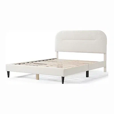 Kirkland's Boucle Upholstered Sara Queen Bed In White