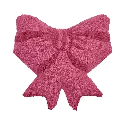 Kirkland's Bow Shaped Hooked Wool Pillow In Pink