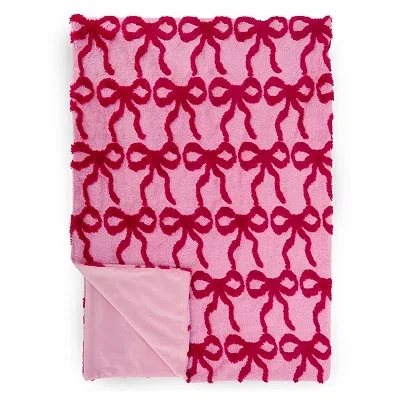 Kirkland's Bows Faux Fur Throw In Pink