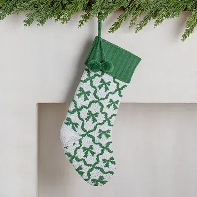 Kirkland's Bows Knit Stocking In Green