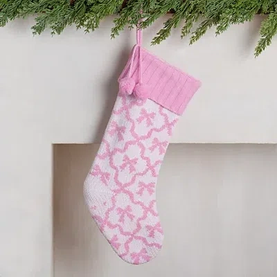 Kirkland's Bows Knit Stocking In Pink