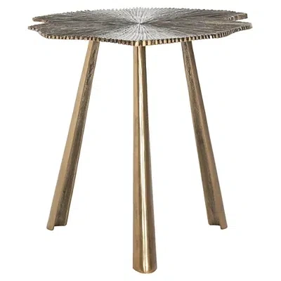 Kirkland's Brass Metal Leaf Mabelle Accent Table In Brown