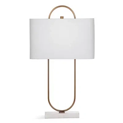 Kirkland's Brass Open Oval Table Lamp In White