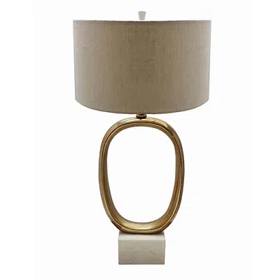 Kirkland's Brass Oval And Marble Base Table Lamp In Brown