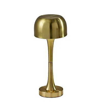 Kirkland's Brass Tapered Dome Frosted Light Cordless Lamp In Gold