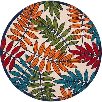 Kirkland's Bright Branches Round Outdoor Area Rug In Multi