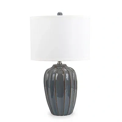 Kirkland's Brook Blue Ceramic Table Lamp In White