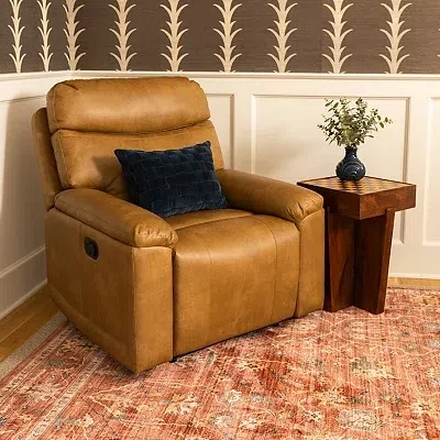 Kirkland's Brooks Pebble Faux Leather Recliner In Brown