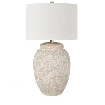 Kirkland's Brush Textured Table Lamp In White