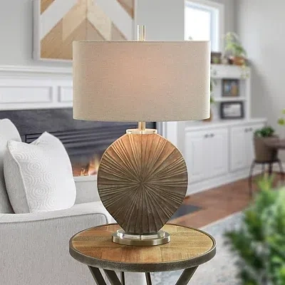 Kirkland's Brushed Brown Shell Table Lamp In Gray