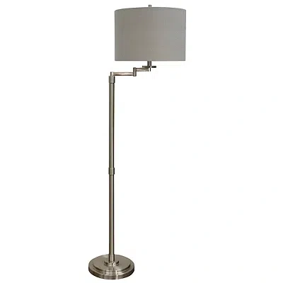 Kirkland's Brushed Steel Adjustable Swing Arm Floor Lamp In Multi