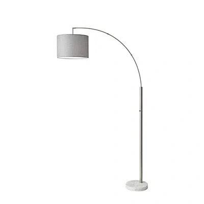 Kirkland's Brushed Steel Arch Marble Base Floor Lamp In Gray