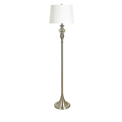 Kirkland's Brushed Steel Fluted Floor Lamp In White