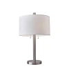 Kirkland's Brushed Steel Silk Shade Table Lamp In White