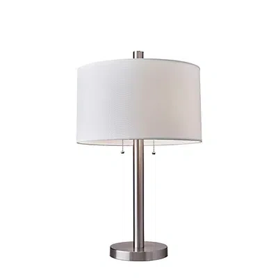 Kirkland's Brushed Steel Silk Shade Table Lamp In White