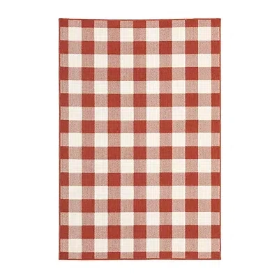 Kirkland's Buffalo Check Outdoor Area Rug In Red