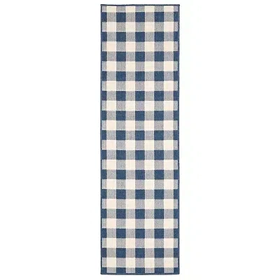 Kirkland's Buffalo Check Outdoor Runner In Blue