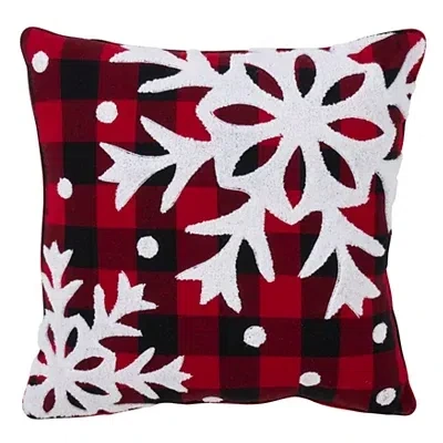 Kirkland's Buffalo Check Snowy Snowflake Christmas Pillow In Multi