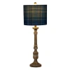 Kirkland's Buffet Lamp With Blue Plaid Shade In Multi