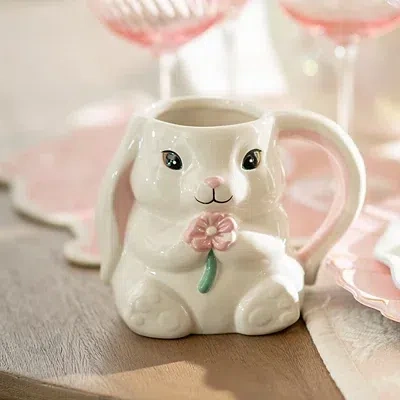 Kirkland's Bunny With Flower Shaped Mug In White