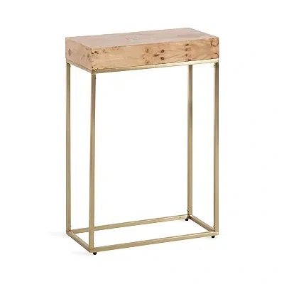 Kirkland's Burlwood & Gold Metal Karlsen Accent Table