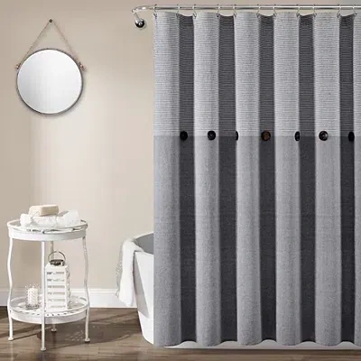 Kirkland's Button And Stripe Shower Curtain In Gray