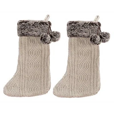 Kirkland's Cable Knit Gingerbread Stockings In Gray