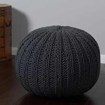 Kirkland's Cable Knit Pouf In Gray