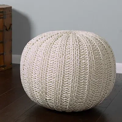 Kirkland's Cable Knit Pouf In White
