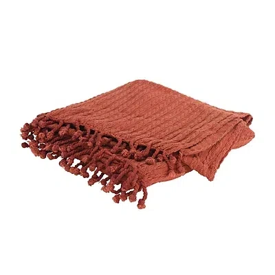Kirkland's Cable Knit Tassel Throw In Orange