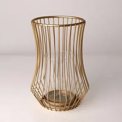 Kirkland's Cage Hurricane Lantern In Gold