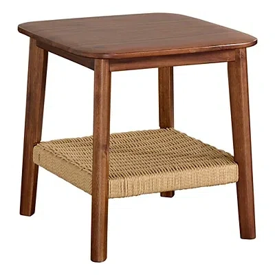 Kirkland's Calais Natural Rubber Wood Accent Table In Brown