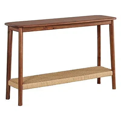 Kirkland's Calais Natural Rubber Wood Console Table In Brown
