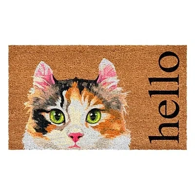 Kirkland's Calico Cat Hello Doormat In Multi