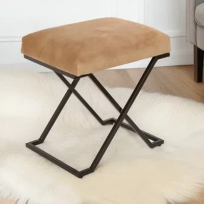 Kirkland's Camel Faux Leather Stool In Brown