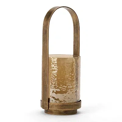 Kirkland's Camilla Antique Gold Glass Lantern In Brown