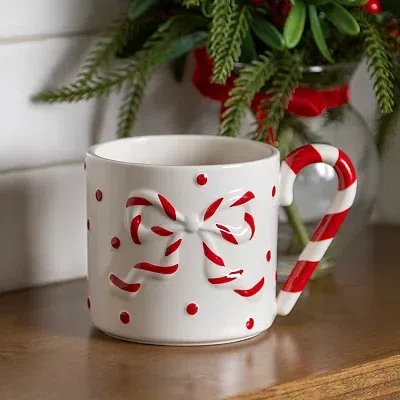 Kirkland's Candy Cane Bow Christmas Mug In Multi