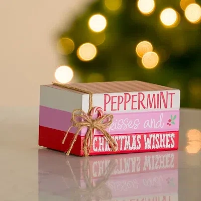 Kirkland's Candy Cane Christmas Bookstack In Multi