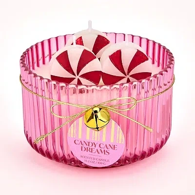 Kirkland's Candy Cane Dreams 3d Triple Wick Jar Candle In Pink