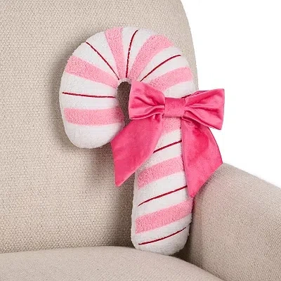 Kirkland's Candy Cane Shaped Boucle Pillow In Pink