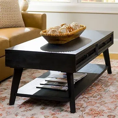 Kirkland's Cane Coffee Table In Black