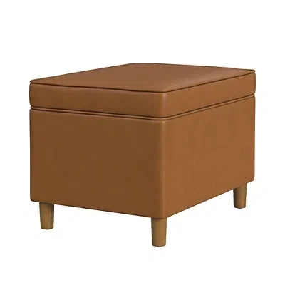 Kirkland's Caramel Faux Leather Storage Ottoman In Brown